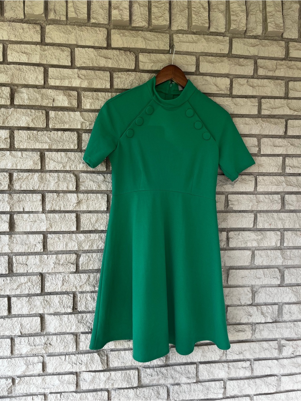 ASOS Retro 50’s Kelly Green Mock Neck Dress 
Size 8